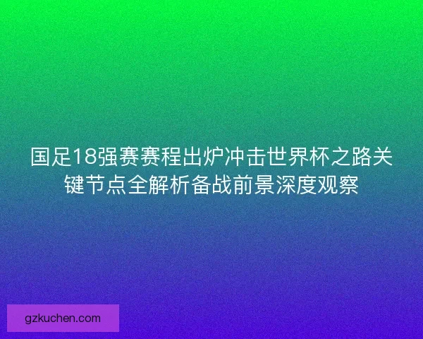 国足18强赛赛程出炉冲击世界杯之路关键节点全解析备战前景深度观察